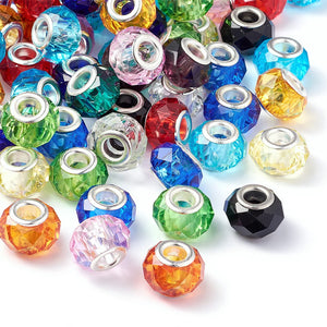 100pcs Large Hole Glass European Beads for Jewelry Making 14x8mm