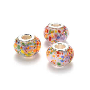 100pcs Lampwork European Beads Glass Bead with Brass Cores