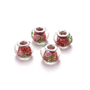 100pcs Glitter Lampwork European Large Hole Beads for Jewelry Making