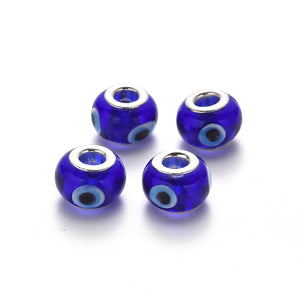 100pcs Lampwork European Beads Large Hole Rondelle Charm Beads