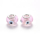 100pcs Lampwork European Beads Large Hole Rondelle Charm Beads