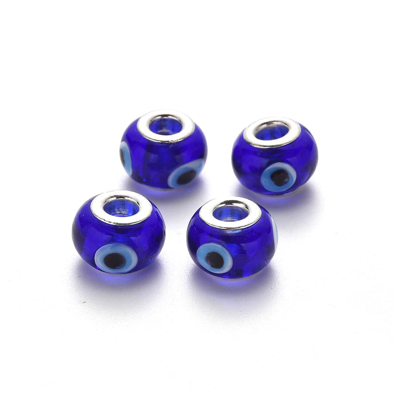 100pcs Lampwork European Beads Large Hole Rondelle Charm Beads