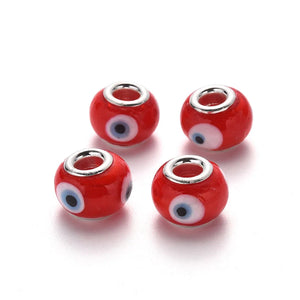 100pcs Lampwork European Beads Large Hole Rondelle Charm Beads