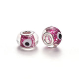 100pcs Lampwork European Beads Large Hole Rondelle Charm Beads