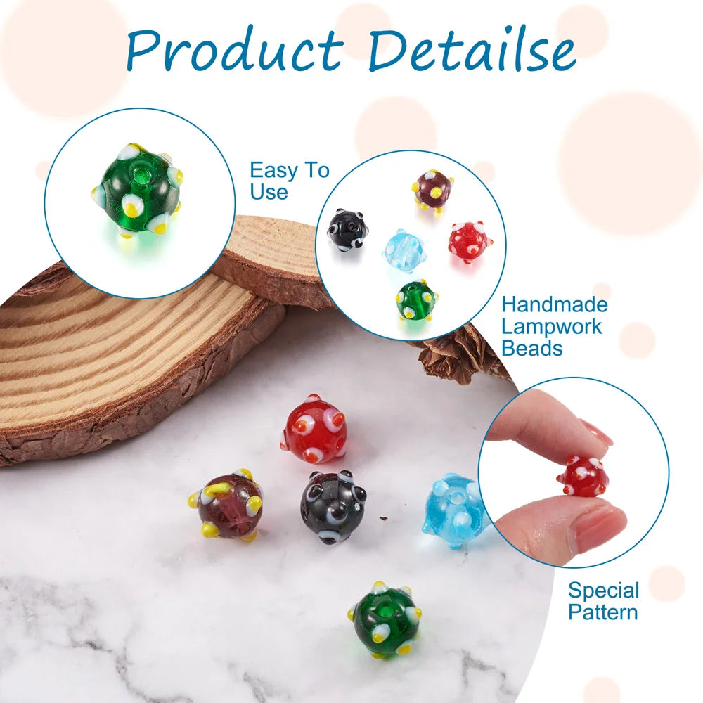 100 Lampwork Tortoise Beads 10mm Mixed Loose Beads for DIY Jewelry Making