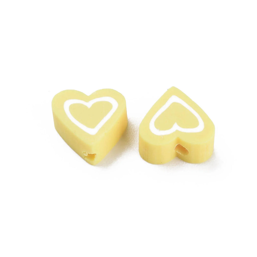 100pcs Colorful Heart Polymer Clay Beads for Bracelet Making 10x10x4.5mm