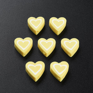 100pcs Colorful Heart Polymer Clay Beads for Bracelet Making 10x10x4.5mm