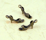 100pcs Antique Bronze High Heel Charms 20x11mm