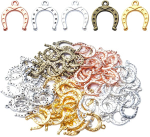 100pcs Vintage Alloy Lucky Horseshoe Charms for DIY Necklace Bracelet