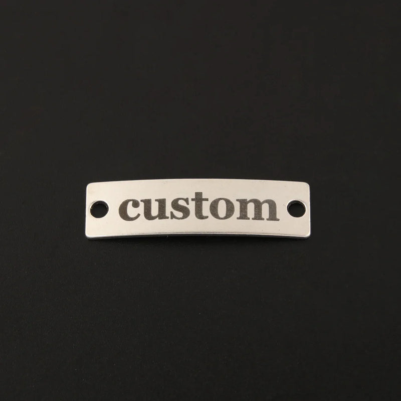 100pcs Personalized ID Tag Engraving Rectangle Charms Nameplate Gift