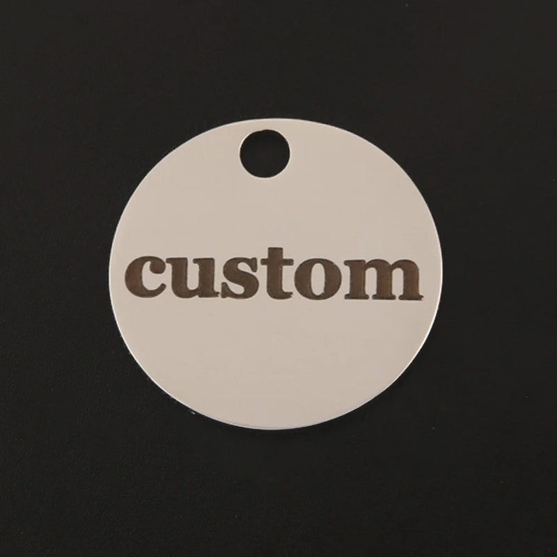 100pcs Stainless Steel Engraved Round ID Tag Charms Personalized Pendant Gift