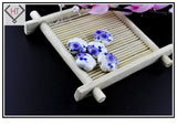 100pcs Ceramic Purple Plum Blossom 15mm Hand Painting Porcelain Beads Charms