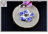100pcs Ceramic Purple Plum Blossom 15mm Hand Painting Porcelain Beads Charms