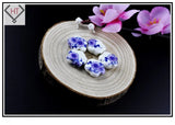 100pcs Ceramic Purple Plum Blossom 15mm Hand Painting Porcelain Beads Charms