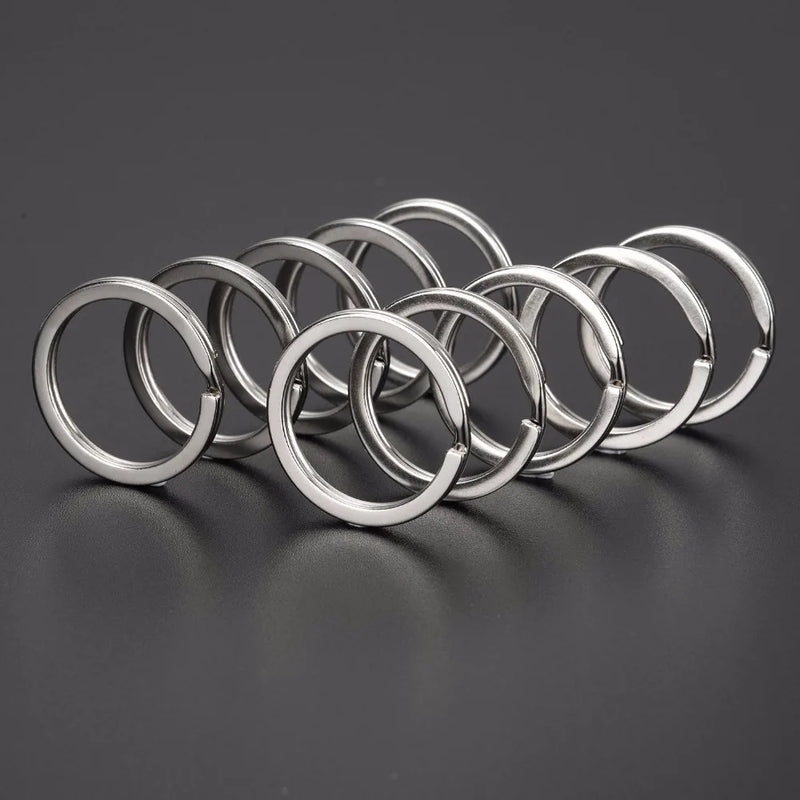 100pcs Metal Split Rings Flat Key Chains Silver 25mm 32mm