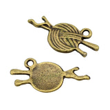 100pcs Knitting Charms Ball of Wool and Needles Pendant