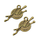 100pcs Knitting Charms Ball of Wool and Needles Pendant
