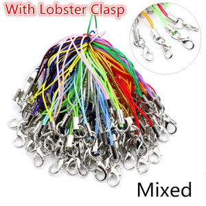 100pcs Lanyard Strap Cords Lobster Clasp Rope Keychains Mobile Set Charms