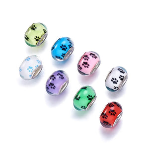 100pcs Dog Paw Prints Acrylic European Beads for DIY Jewelry Making