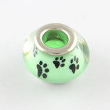 100pcs Acrylic European Beads Paw Prints DIY Jewelry Making 12 Colors F80
