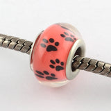 100pcs Acrylic European Beads Paw Prints DIY Jewelry Making 12 Colors F80