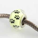 100pcs Acrylic European Beads Paw Prints DIY Jewelry Making 12 Colors F80