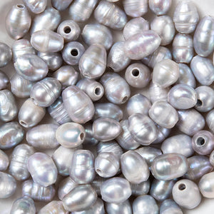 100pcs Gray Freshwater Pearl Beads 7~10x7~8mm, Hole: 1.8mm