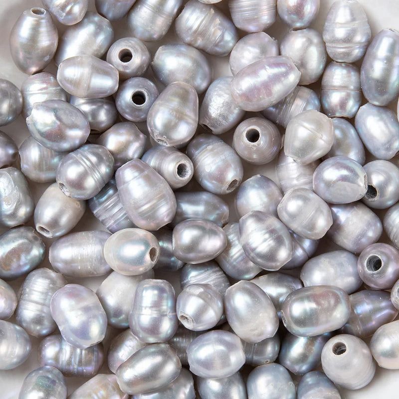 100pcs Gray Freshwater Pearl Beads 7~10x7~8mm, Hole: 1.8mm