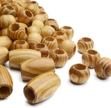 100pcs Large Oval Tube Wooden Spacer Beads Natural Round Wood Craft Beads
