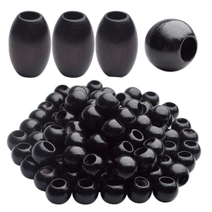 100pcs Large Oval Tube Wooden Spacer Beads Natural Round Wood Craft Beads