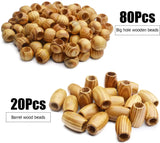 100pcs Large Oval Tube Wooden Spacer Beads Natural Round Wood Craft Beads