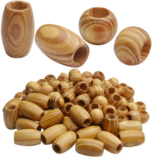 100pcs Large Oval Tube Wooden Spacer Beads Natural Round Wood Craft Beads