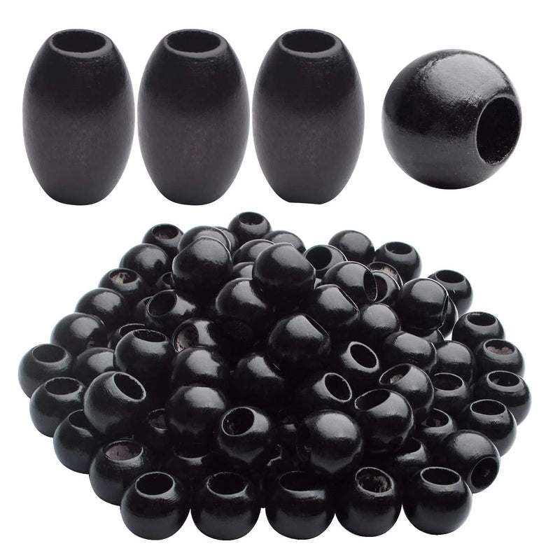 100pcs Large Oval Tube Wooden Spacer Beads Natural Round Wood Craft Beads