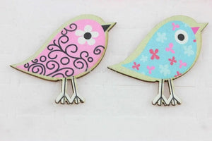 100pcs Large Bird Wooden Cabochons Pendants Wood Button for DIY Jewelry