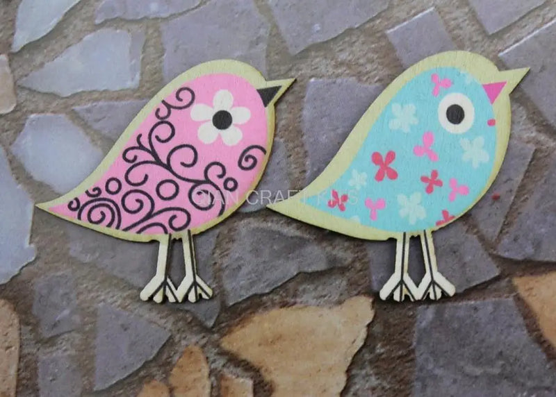 100pcs Large Bird Wooden Cabochons Pendants Wood Button for DIY Jewelry