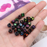 100pcs Letter Beads Square Round Alphabet Acrylic DIY Jewelry Making