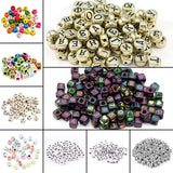 100pcs Letter Beads Square Round Alphabet Acrylic DIY Jewelry Making