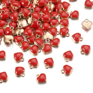 100pcs Heart Charms Pendant DIY Love Jewelry Making