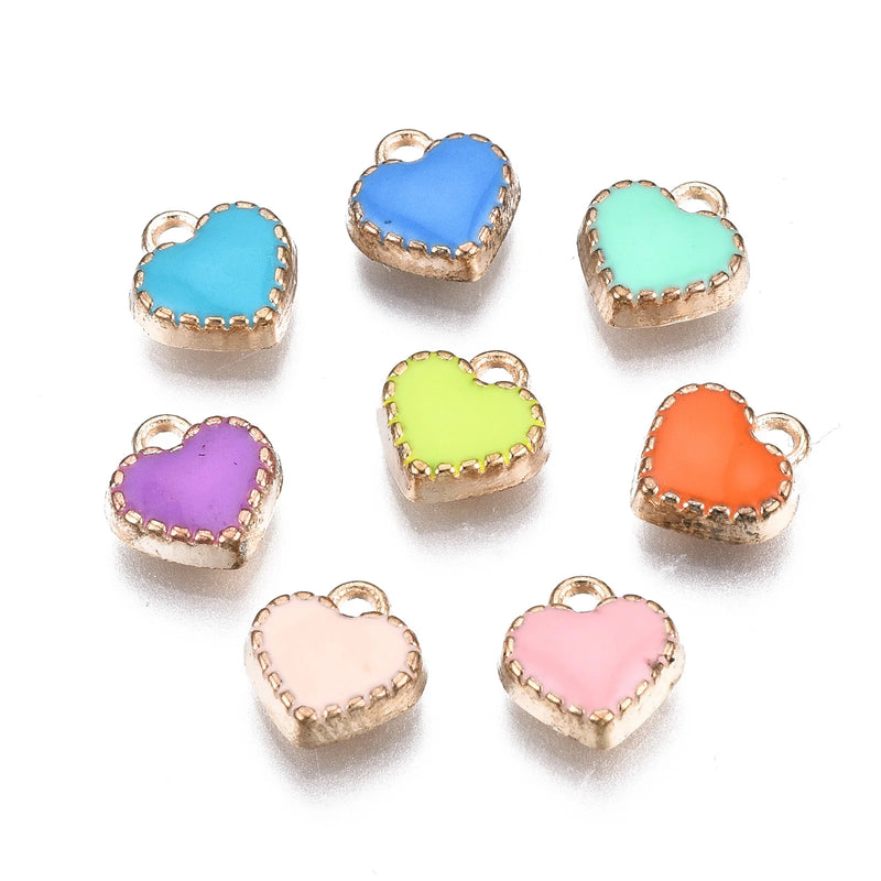 100pcs Heart Charms Pendant DIY Love Jewelry Making
