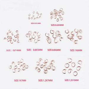 100pcs 0.5*3.5mm-1.2*7mm PVD Stainless Steel Jump Rings