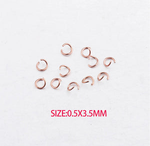 100pcs 0.5*3.5mm-1.2*7mm PVD Stainless Steel Jump Rings