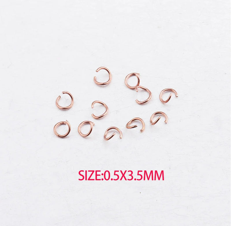 100pcs 0.5*3.5mm-1.2*7mm PVD Stainless Steel Jump Rings