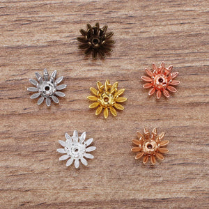100pcs Copper Flower Bead Cap Filigree Craft Silver for Jewelry Making