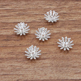 100pcs Copper Flower Bead Cap Filigree Craft Silver for Jewelry Making