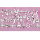 100pcs Silver Mix Charms Pendants Beads Jewelry DIY