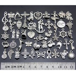 100pcs Antique Silver Butterfly Elephant Shoes Key Pendants Charms Beads