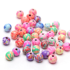 100pcs/Lot Mix Colors Polymer Clay Flower Beads for DIY Bracelet