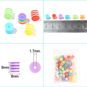 100pcs 8mm Resin Barrel Beads Rainbow for Jewelry Making DIY