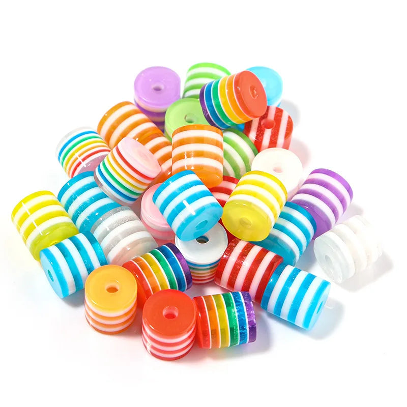 100pcs 8mm Resin Barrel Beads Rainbow for Jewelry Making DIY
