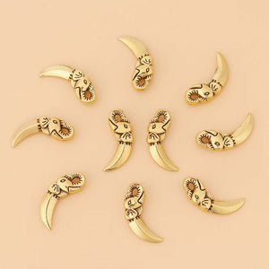 100pcs Antique 3D Elephant Tooth Charms Pendants Beads for Jewelry Making